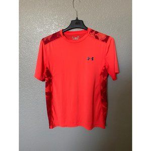 Under Armour Heatgear Loose Fit Shirt Mens Medium Orange Short Sleeve Logo